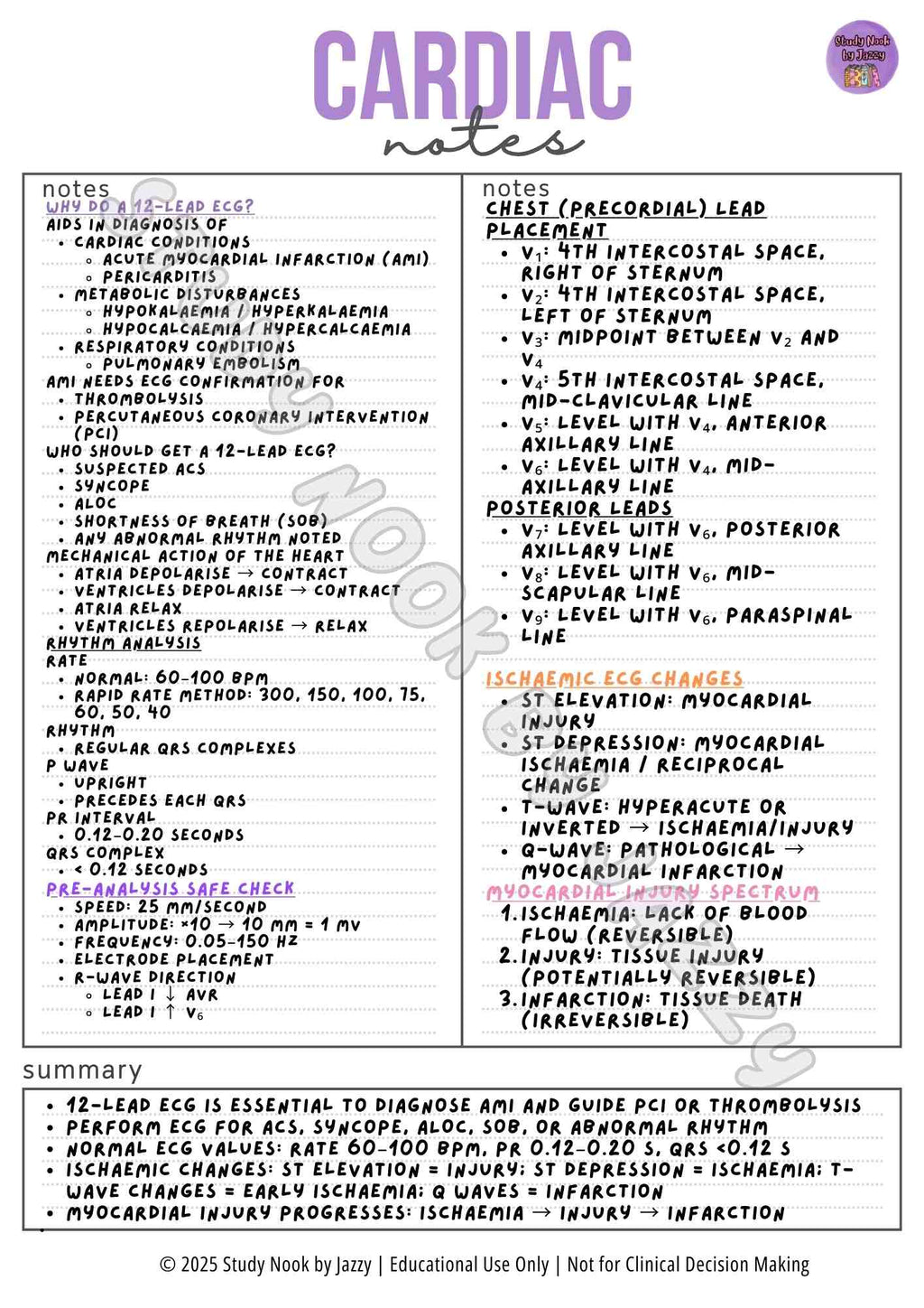 Advanced Cardiac Notes - ECG & ACS Study Guide