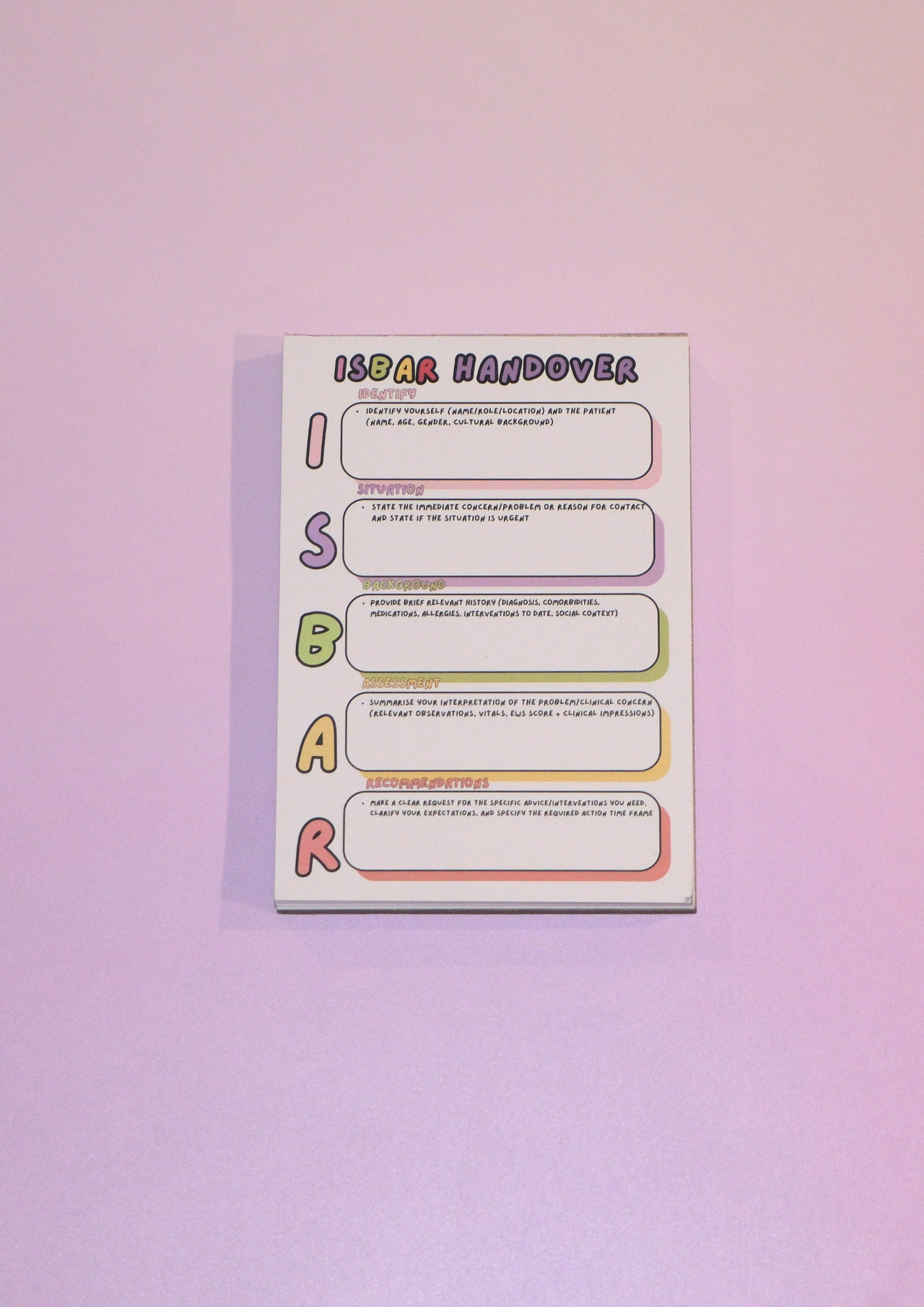 🩺 ISBAR Handover Notepad 🗒️